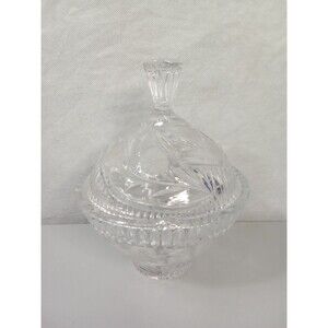 Crystal Covered Compote Bowl‎ Candy Dish Floral